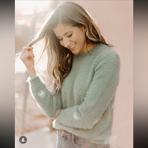 Wild Honey Fuzzy Eyelash Daisy Sweater